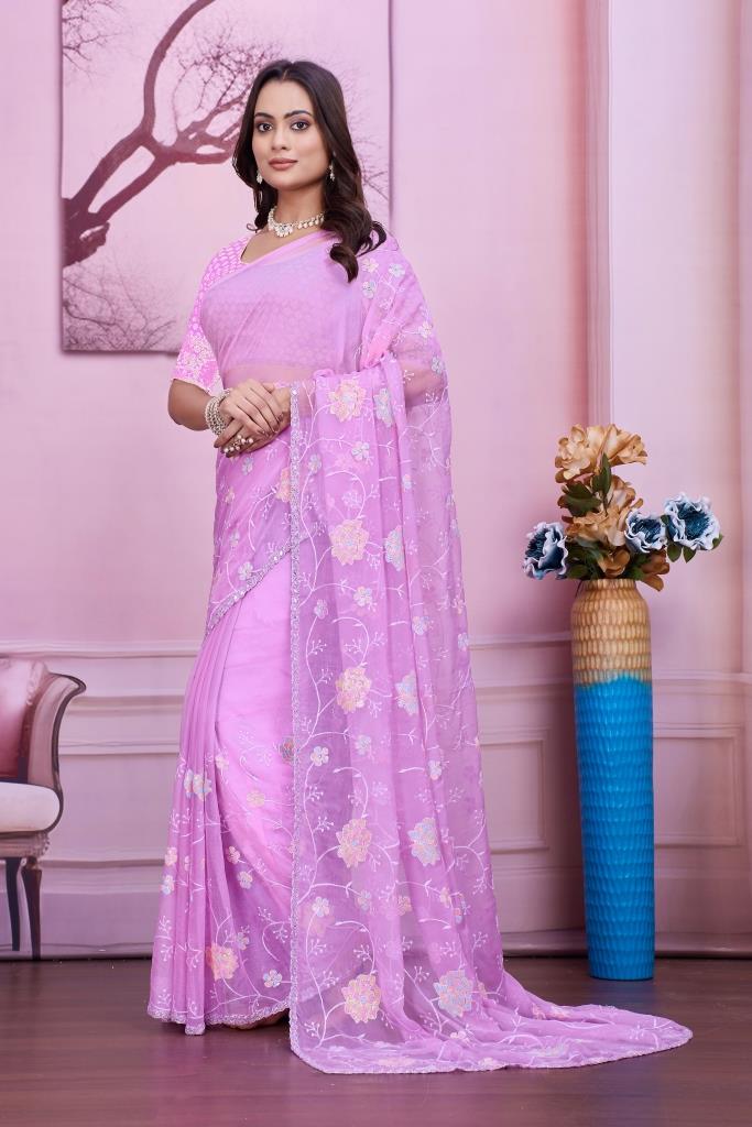CHIFFON HAND WORK SAREE