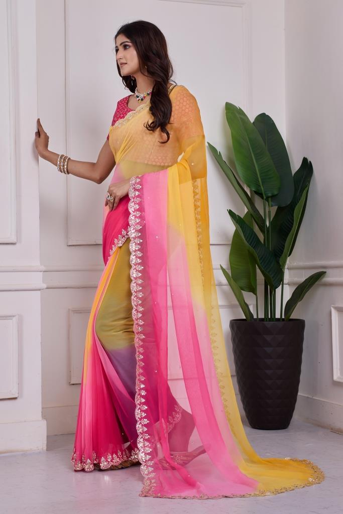 CHIFFON HAND WORK SAREE