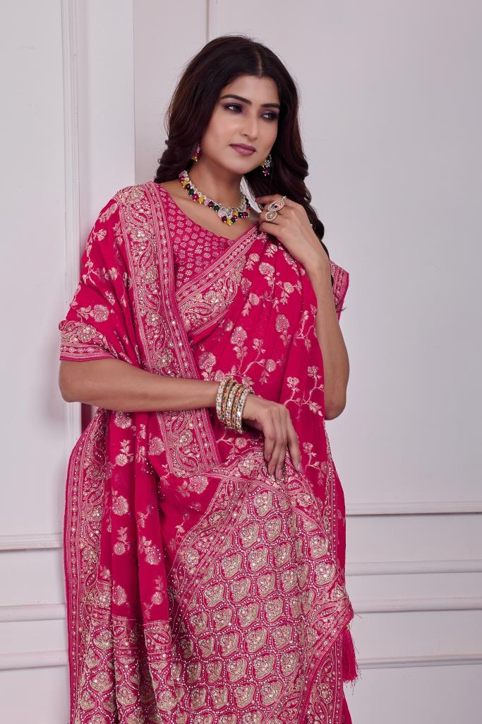 GEORGETTE KHADDI VIVING ZARI SAREE