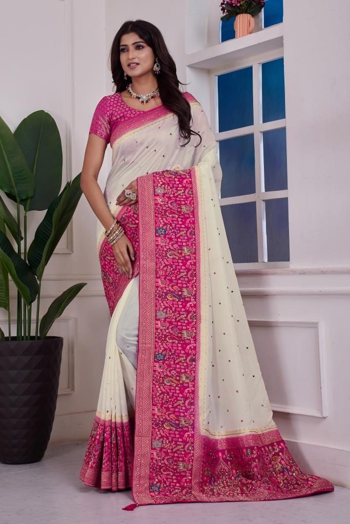 DOLA SILK MIRROR HANDWORK CHAP DIE SAREE