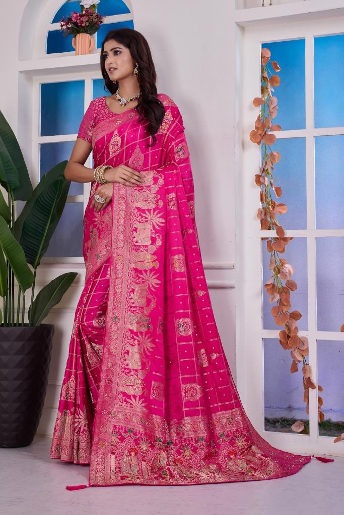NYLON SATAN HANDWORK SAREE