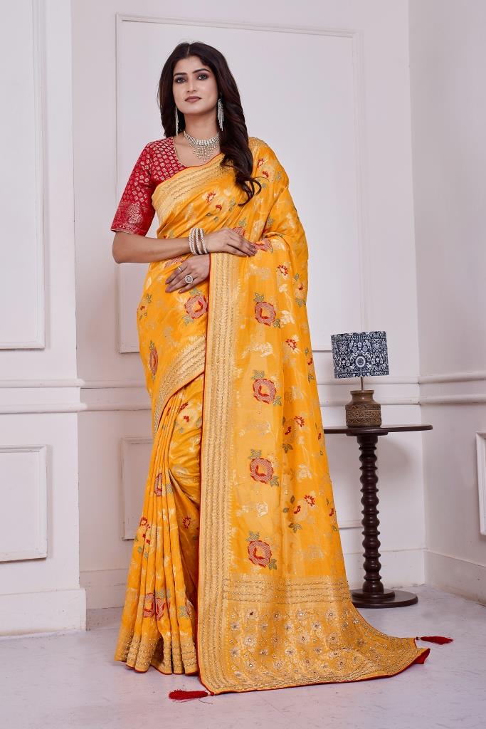 DOLA SILK HANDWORK & KARDANA WORK SAREE